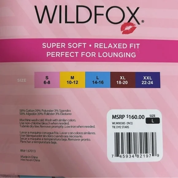 NWT WildFox 2 Piece Lounge set purple tie dye stars Retail $160 comfy shorts top - Picture 4 of 6